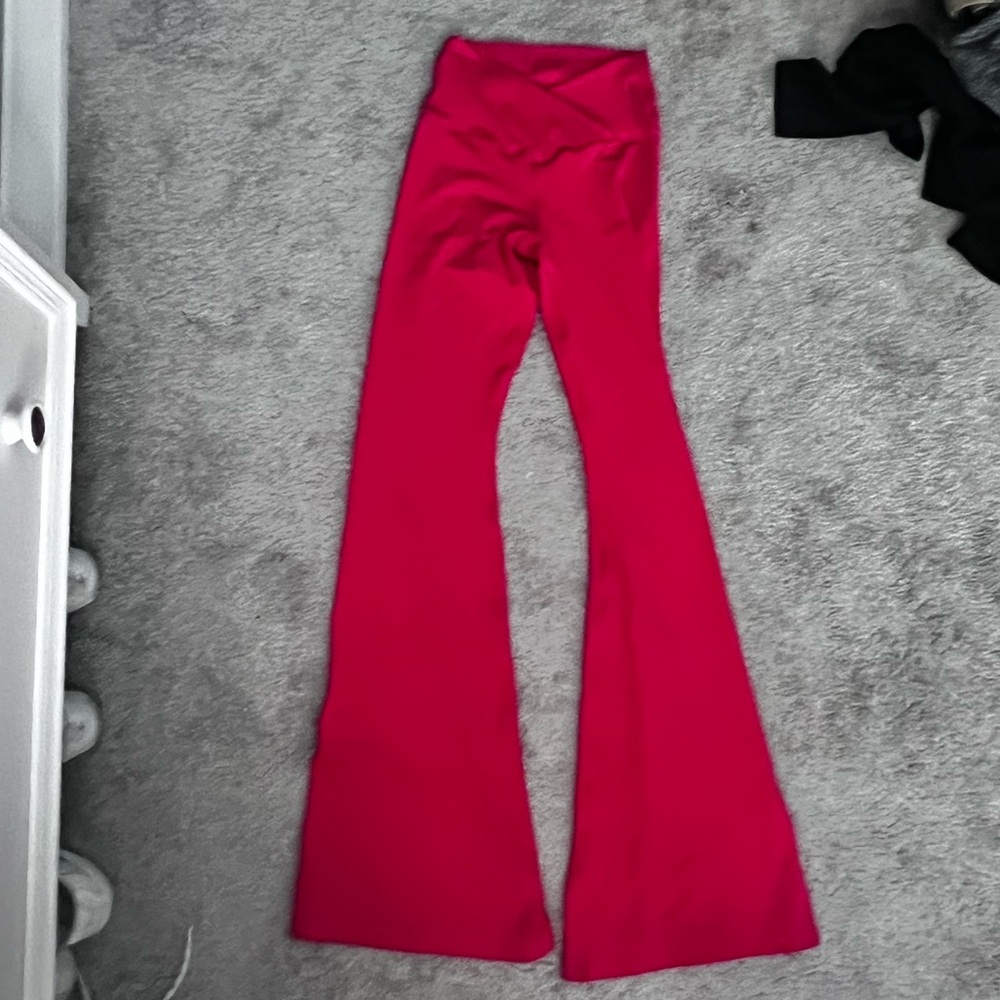 crossover waist flare leggings